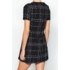 Women Fashion Stylish Mini Length Crew Neck Regular Plaid Checkered Straight Cut Tweed Woven Dress