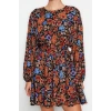 Women Fashion Stylish Mini Length Crew Neck Regular Belted Floral Woven Dress