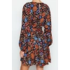 Women Fashion Stylish Mini Length Crew Neck Regular Belted Floral Woven Dress