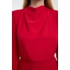 Kadın Moda Şık Midi Boy Degaje Yaka Regular Düz Dokuma Elbise