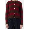 Women Fashion Stylish Crew Neck Standard Sleeve Regular Striped Basic Knitwear Cardigan