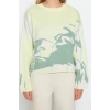 Women Fashion Stylish Crew Neck Standard Sleeve Regular Patterned Knitwear Sweater