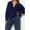 Women Fashion Stylish Polo Neck Standard Sleeve Regular Soft Texture Knitwear Sweater