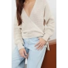 Women Fashion Stylish Double Breasted Standard Sleeve Crop Collar Knitwear Sweater