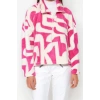 Kadın Fermuarlı Yaka Standart Kol Kalın Polar Desenli Fermuarlı Uzun Kol Örme Sweatshirt