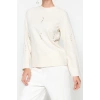 Womens Crew Neck Low Sleeve Accessory Detailed Selanik Knitwear Regular Pattern Knitted Sweatshirt