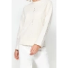Womens Crew Neck Low Sleeve Accessory Detailed Selanik Knitwear Regular Pattern Knitted Sweatshirt