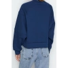 Women Fashion Stylish Regular Crew Neck Low Sleeve Crop Fit Embroidered Thick Fleece Knitted Sweatshirt