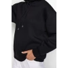 Kadın Regular Kapüşonlu Standart Kol Regular Kapüşonu Slogan Baskılı Geniş Kesim Örme Sweatshirt