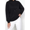 Kadın Regular Kapüşonlu Standart Kol Regular Kapüşonu Slogan Baskılı Geniş Kesim Örme Sweatshirt