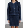 Womens Fashion Stylish Regular Length Long Sleeve Knitted Detailed Knitwear Top-Bottom Set