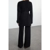 Women Fashion Stylish Regular Length Long Sleeve Midi Length Knitwear Top-Bottom Set