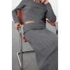 Kadın Moda Şık Regular Boy Uzun Kollu Yumuşak Dokulu Carmen Yaka Triko Alt-Üst Takım