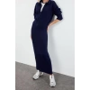 Women Fashion Stylish Regular Length Long Sleeve Zippered Knitwear Top-Bottom Set