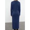 Women Fashion Stylish Maxi Length V Neck Regular Knitted Woolen Basic Dress