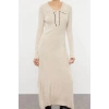 Womens Fashion Stylish Midi Length Polo Collar Regular Knitwear Striped Piping Detail Dress