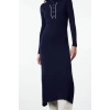 Womens Fashion Stylish Midi Length Polo Collar Regular Knitwear Striped Piping Detail Dress