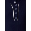 Womens Fashion Stylish Midi Length Polo Collar Regular Knitwear Striped Piping Detail Dress