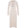 Womens Fashion Stylish Midi Length Polo Collar Regular Knitwear Striped Piping Detail Dress