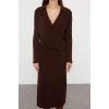 Women Fashion Stylish Midi Length Double Breasted Regular Knitted Plain Dress