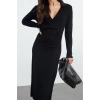 Women Fashion Stylish Midi Length Double Breasted Regular Knitted Plain Dress