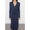 Women Fashion Stylish Midi Length Double Breasted Regular Knitted Plain Dress