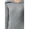 Women Fashion Stylish Midi Length Carmen Collar Regular Knitwear Soft Texture Turn-down Collar Dress