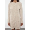 Women Fashion Stylish Mini Length Crew Neck Regular Length Knitted Woolen Dress