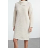 Women Fashion Stylish Mini Length Turn-down Collar Regular Knitwear Soft Texture Dress