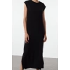 Women Fashion Stylish Maxi Length Crew Neck Regular Knitwear Soft Texture Slit Detailed Vest Dress
