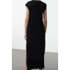Women Fashion Stylish Maxi Length Crew Neck Regular Knitwear Soft Texture Slit Detailed Vest Dress