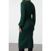 Women Fashion Stylish Midi Length Crew Neck Regular Dark Knitwear A-Line Form Fit Dress