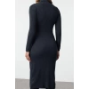 Women Fashion Stylish Midi Length Turtleneck Regular Knitwear Basic Dress