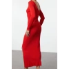 Women Fashion Stylish Maxi Length Crew Neck Regular Knitted Backless Dress