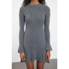 Women Fashion Stylish Mini Length Crew Neck Regular Knitwear A-Line Form Fit Dress
