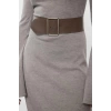 Women Fashion Stylish Maxi Length Crew Neck Regular Knitted Belted Dress