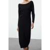 Women Fashion Stylish Midi Length Boat Neck Regular Knitted Dress