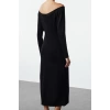 Women Fashion Stylish Midi Length Boat Neck Regular Knitted Dress