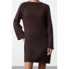 Women Fashion Stylish Mini Length Crew Neck Regular Knitwear Basic Cotton Dress