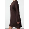 Women Fashion Stylish Mini Length Crew Neck Regular Knitwear Basic Cotton Dress