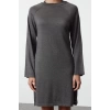 Women Fashion Stylish Mini Length Crew Neck Regular Knitwear Basic Cotton Dress