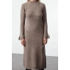 Women Fashion Stylish Midi Length Crew Neck Regular Knitwear Boucle Dress