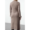 Women Fashion Stylish Midi Length Crew Neck Regular Knitwear Boucle Dress