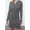 Women Fashion Stylish Mini Length V Neck Regular Knitwear Soft Texture Dress