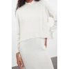 Women Fashion Stylish Midi Length Stand Collar Regular Knitwear Sweater-Dress Set