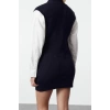 Kadın Moda Şık Mini Boy V Yaka Slim Triko Yumuşak Dokulu Elbise