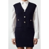 Kadın Moda Şık Mini Boy V Yaka Slim Triko Yumuşak Dokulu Elbise