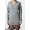 Women Fashion Stylish Mini Length Polo Collar Regular Knitted Garnished Dress