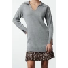 Women Fashion Stylish Mini Length Polo Collar Regular Knitted Garnished Dress