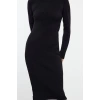 Womens Fashion Stylish Midi Length Stand Collar Slim Knitwear Corset Detail Soft Texture Dress
